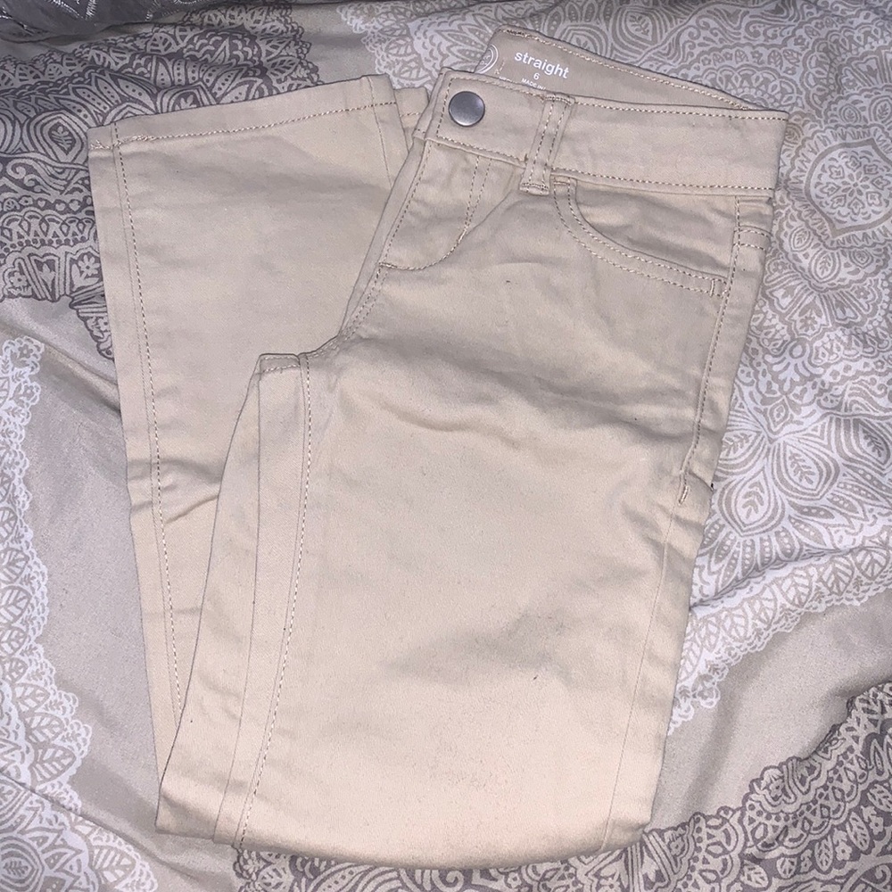 Girls NWOT khaki straight cut pants.